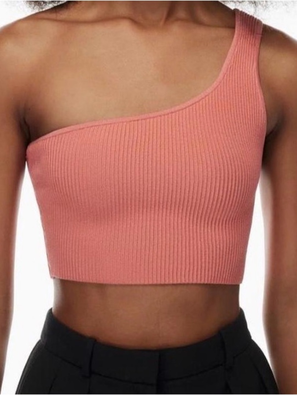 Aritzia Babaton One-Shoulder Ribbed Crop Top